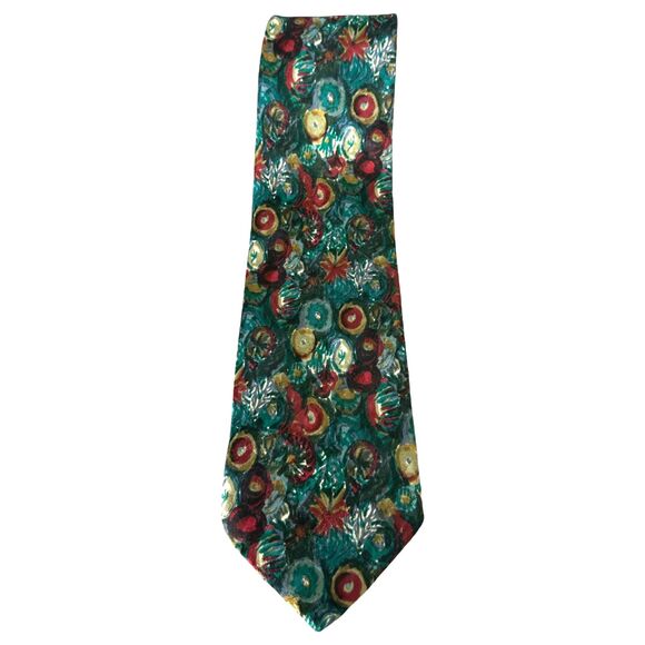 Ermenegildo Zegna Silk Green Red Pattern Tie